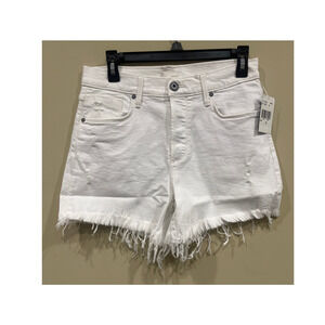 Edyson Delon High Rise Shorts Cut Off Denim Frayed Distressed 29 Button Fly Whit